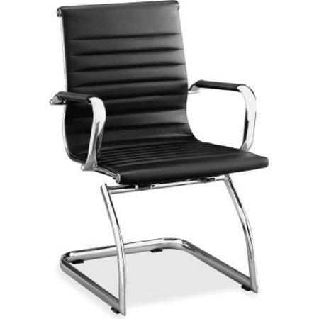 LORELL Lorell® Modern Chair Mid-Back Leather Guest Chair - Black - 2/Pack 59539